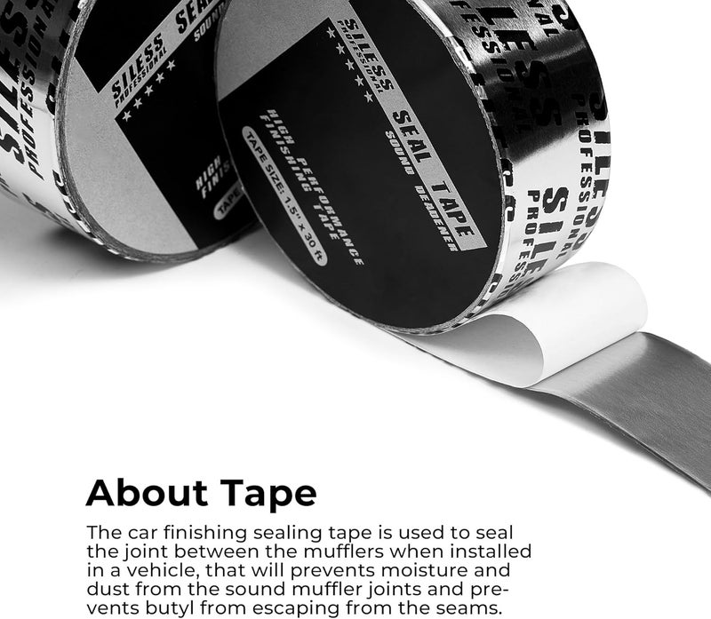 Siless Professional Finishing Sealing Tape for car Sound deadening Installation 1-1/2in x 30ft, Silver, 3 Pack - Image 2